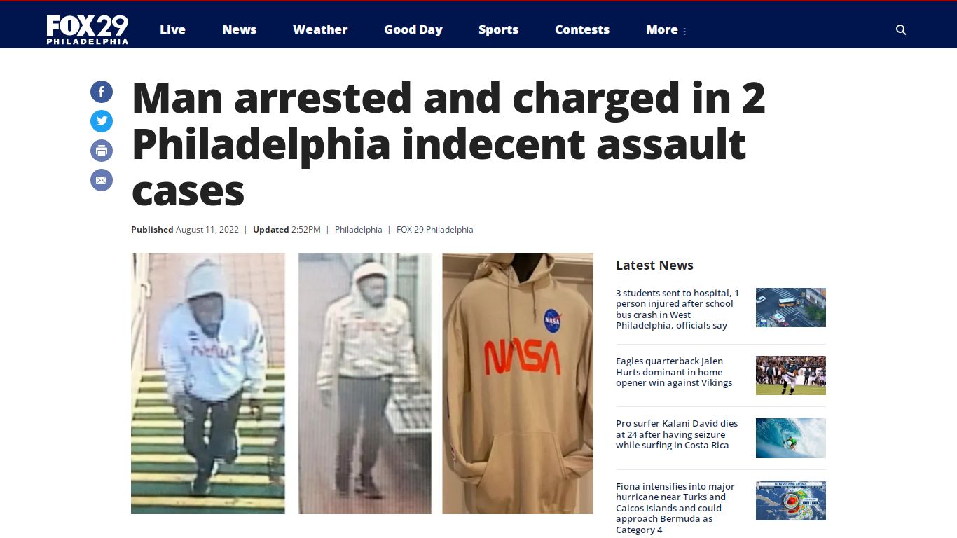 Man arrested and charged in 2 Philadelphia indecent assault cases