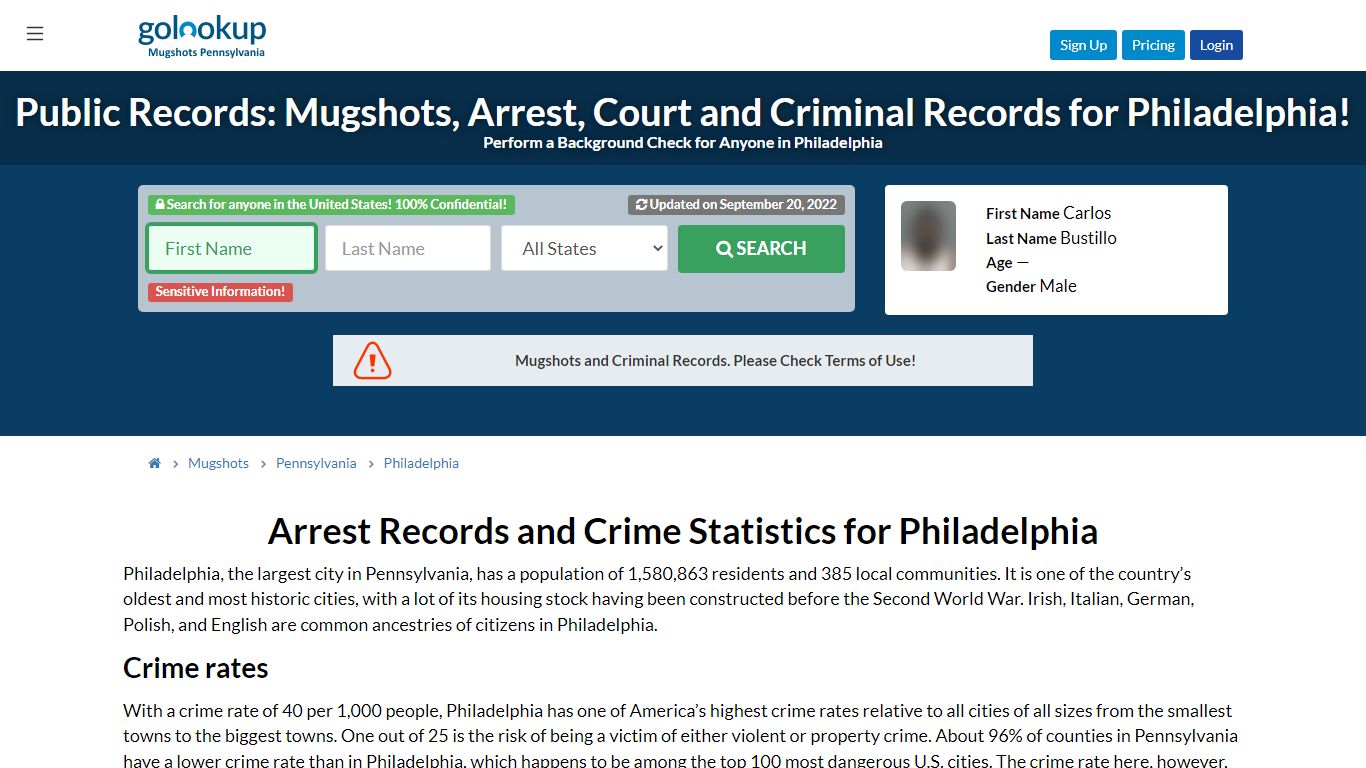 Mugshots Philadelphia, Arrest Records Philadelphia - GoLookUp